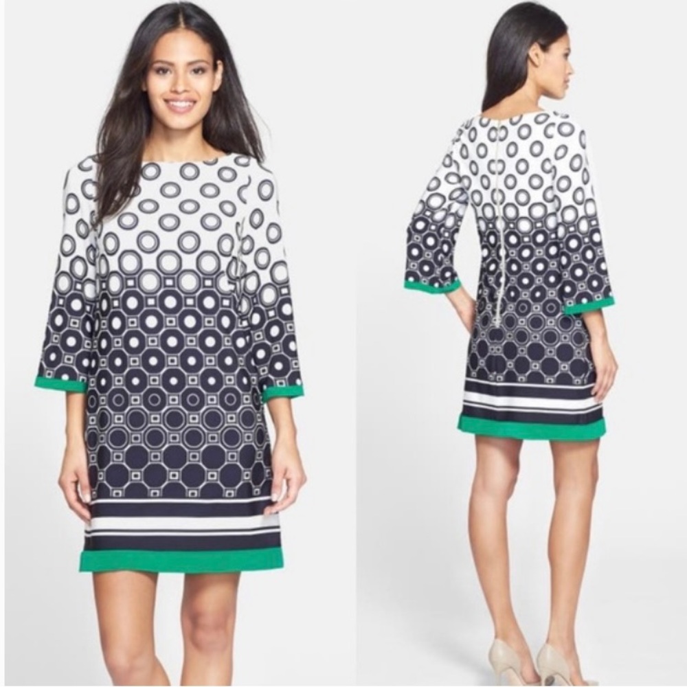 Eliza J Geometric Print Shift Dress Women Sz  14 Multicolor Formal Wedding Guest